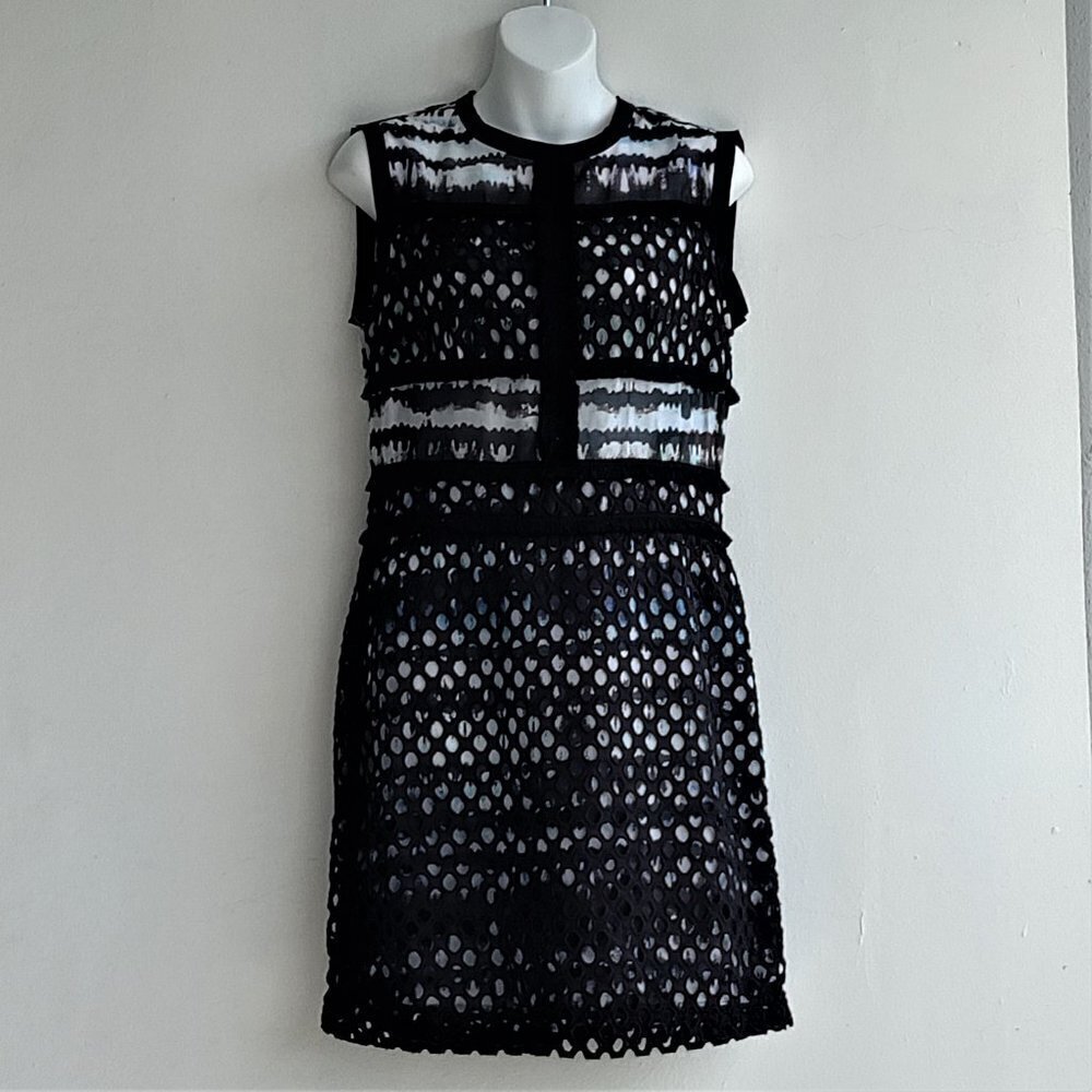 Chelsea and Walker Dress Silk Cotton Fringe Size 6 New Black Blue Purple